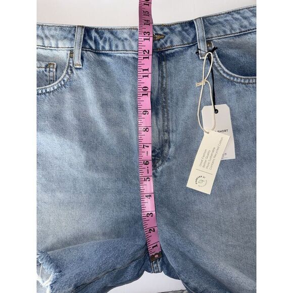 Forever 21 90s Jean Shorts Relaxed Fray Rigid Light Denim 6" Inseam Hi Rise 32 - Picture 11 of 16